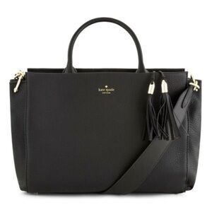Kate Spade New York Atwood Place Larson Black Pebbles Leather Satchel Bag Purse
